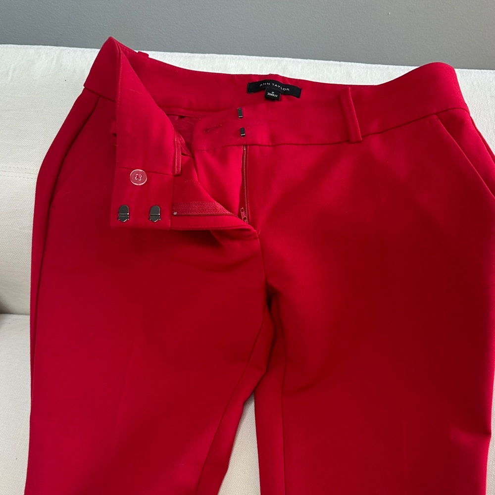 Ann Taylor Bright Red Slim Ponte Trousers